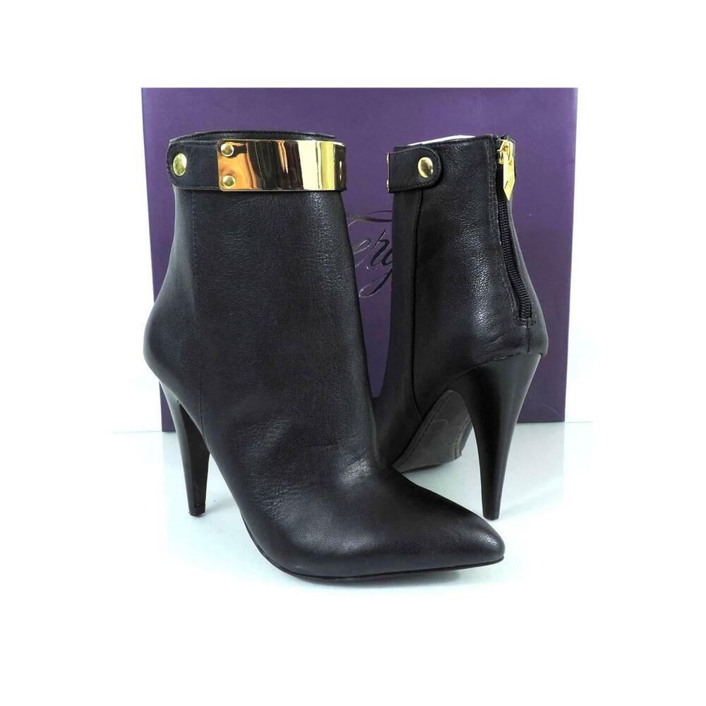 Women's Shoes Fergie Renata Ankle Dress Boots Booties Heels Zip Black Size 7.5